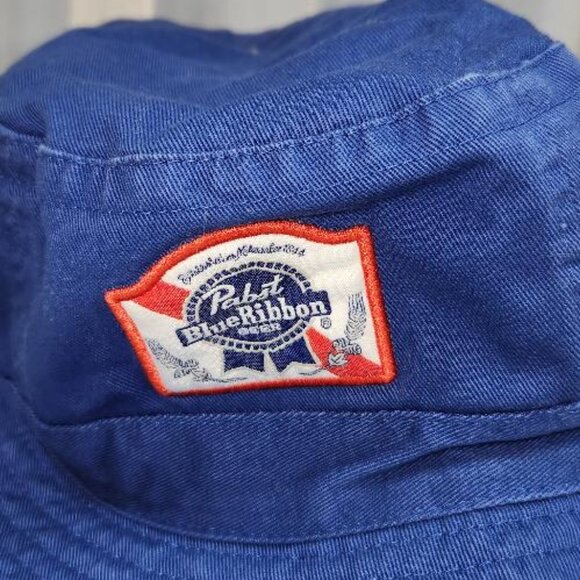 Official Pabst Blue Ribbon PBR Logo Reversible Bucket Hat - Picture 2 of 4
